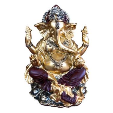 Imagem de Estátua Ganesha Hindu Resina Prosperidade Sorte Sabedoria - EQUILIBRIO