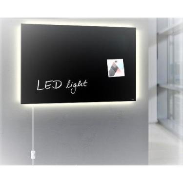 Imagem de Painel Lousa De Vidro Temperado preta 100x60cm com led - tEMPERMAX