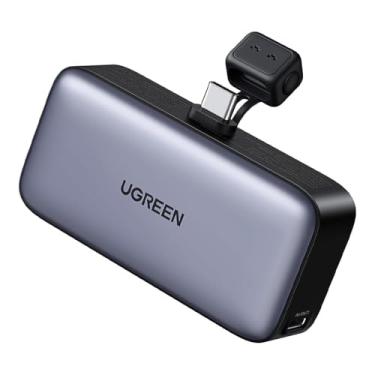 Imagem de Power Bank Mini 5000mAh Conector e Porta USB-C, Máximo 20W Cinza, Display Led, Design Compacto