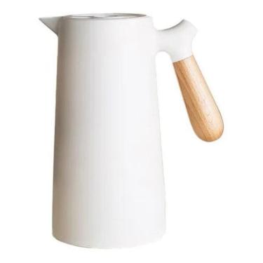 Imagem de Garrafa Térmica Bon Gourmet Cabo Em Madeira 1L Branca