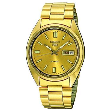 Imagem de SEIKO Relógio masculino série 5 com mostrador dourado automático SNXS80K1, Dourado, Moderno