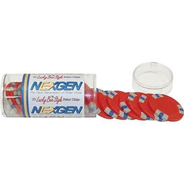 Imagem de Trademark Poker 25 fichas de pôquer Nexgen Lucky Bees em tubo de varejo (vermelho)