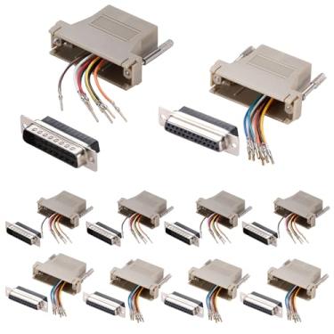 Imagem de ANMBEST Adaptador Ethernet macho fêmea DB25 10 peças, porta serial de 25 pinos macho fêmea para RJ45 Ethernet LAN Extend conversor modular (5 peças macho + 5 peças fêmea)