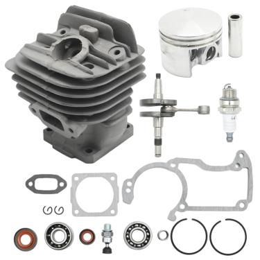 Imagem de LIDSCURA Kit de pistão de cilindro grande 1121 020 1217 44,7 mm com válvula de descompressão de vela de ignição de virabrequim, substituição para modelos de motosserras Stihl 026, MS260, MS260C,