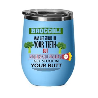 Imagem de Copo de vinho de brócolis, brócolis pode ficar preso em seus dentes, copo de vinho de aço inoxidável de 340 g, presentes para ele, para ela, para meninos, para meninas, aniversário, ideia de presente