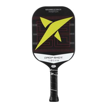 Imagem de Drop Shot Explorer Attack 2024 – Raquete Pickleball com absorção de choque, ótimo controle e potência – Pickeball profissional (preto e amarelo), pequeno