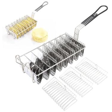 Imagem de Cesta de Fritadeira de Taco de 8 Conchas Com Alça Longa, Cesta de Fritadeira de Taco de Aço Inoxidável Cada Vez que Fritar 8 Cascas de Taco Crocantes, Ferramenta de Cozinha de
