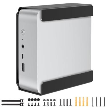 Imagem de Maozhren Mini PC Mount de Metal Prata para Beelink SER8, SER6, EQR6, Montagem na Parede ou Mesa, Vesa 75x75 mm ou 100x100 mm, Suporte de Mini PC Beelink