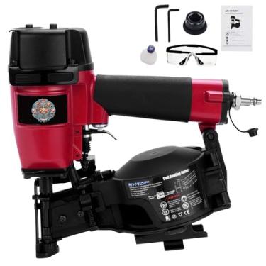 Imagem de BHTOP Pregador de telhado CN45N, pistola de pregos para telhados de 15 graus, pregos de bobina de 3/4 polegadas a 3 cm, pregos de bobina de capacidade de carga de 120 peças (estilo mexicano vermelho)