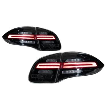 Imagem de Luzes traseiras de estilo de carro compatíveis com Porsche Cayenne 2011-2014 Lâmpada traseira LED DRL Sinal de dínamo Freio Reverso Acessórios para automóveis(Smoke)