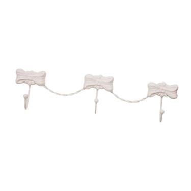 Imagem de IEUDNS Ganchos de parede para pendurar gancho de armazenamento montado na parede gancho para roupão cabideiro para toalhas com 3 ganchos porta-chaves, Branco