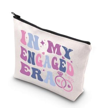Imagem de WCGXKO Bolsa de maquiagem Fiance Merchandise In My Engaged Era, bolsa com zíper, presente de despedida de solteira, presente de noivado, bolsa de higiene pessoal, Era de engajamento, Zíper