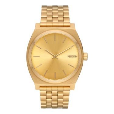 Imagem de Nixon Relógio Time Teller A045. 100 m resistente à água (mostrador do relógio de aço inoxidável de 37 mm), Todo dourado., One Size, Caixa de tempo