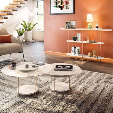 Imagem de Aparador Infinity e Mesas de Centro Sky Off White - HB Móveis