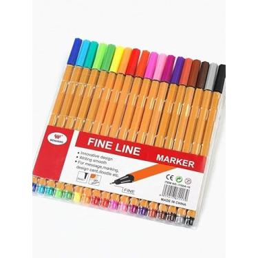 Imagem de Kit de Canetas Coloridas Hidrográficas Fine Line 0.4mm com 18 Cores