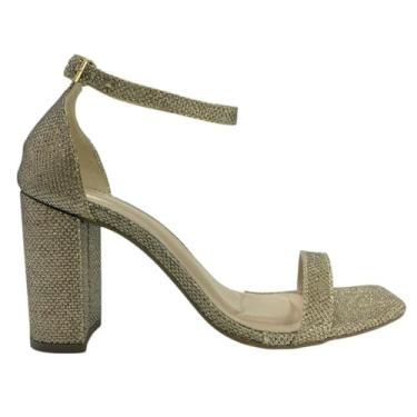 Imagem de Sandalia Feminina Salto Alto Brilho Festa Glitter 120 (Dourada, BR, Adulto, Numérico, 34)