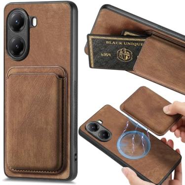 Imagem de Ephoou Capa magnética para Xiaomi Poco X7 Pro com compartimento destacável para cartão de crédito, capa ultrafina resistente a arranhões de couro PU para Xiaomi Poco X7 Pro. TCK-Retro marrom