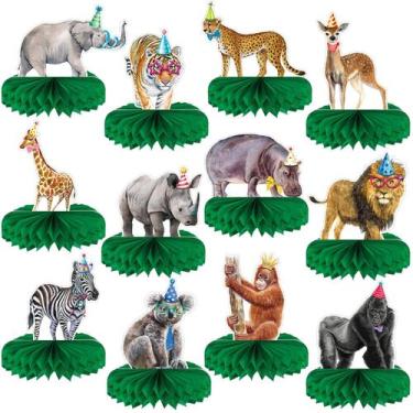 Imagem de Decorações de Animais da Selva em Papel Favo de Mel Yeeqee - Para Fest