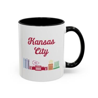 Imagem de Caneca de café Kansas Accent (11, 425 g) - Copo de lembrança vintage do estado, presente de lembrança do mapa do Kansas, xícara de chá do viajante do meio-oeste, Kansas