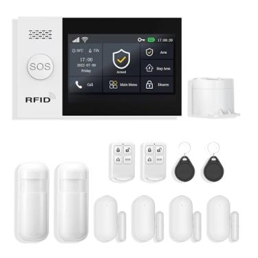 Imagem de PGST Sistema De Alarme Residencial Sem Fio, Kit De 12 Peças, Sistema De Alarme Wifi/4G Para Segurança Residencial Com Alerta De Aplicativo De Telefone (Sensores De Porta, Sirene De Alarme, Controle