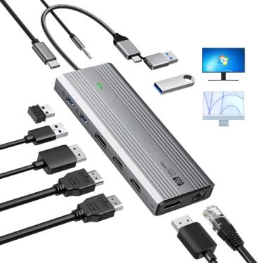 Imagem de SAN ZANG MASTER Displaylink Dock, Displaylink Docking Station Monitor Duplo, Docking Station Usb C De 10 Gbps Para Macbook M1/M2/M3/Windows, Docking Station Para Laptop Com 2 Hdmi 4K, 2 Pd 4K, Ether