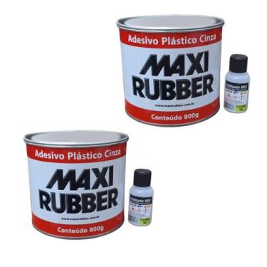 Imagem de Kit 2 Adesivo Plástico Cinza 800g Maxi Rubber Profissional - MULTINACI