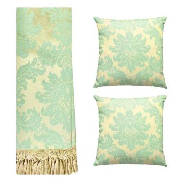 Imagem de Kit Manta Xale para Sofá e Cama Jaquard com 2 Capas de almofadas - MUM
