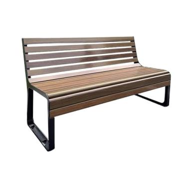 Imagem de Banco ao ar livre Banco de jardim ao ar livre, cadeira de madeira com estrutura de alumínio fundido, cadeira de encosto de pátio de varanda Banco de jardim(L120xW58xH78 cm)
