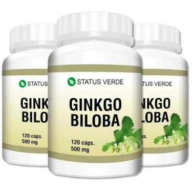 Imagem de 3 Potes Ginkgo Biloba 500mg Kit 360 Cáps Status Verde, Sem sabor