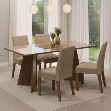 Imagem de Conjunto Mesa de Jantar 4 Lugares Tampo de Vidro Taylor Madesa, Rustic