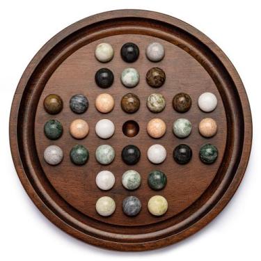 Imagem de Conjunto de jogos Solitaire Lingle Deluxe de madeira com 32 bolas de m