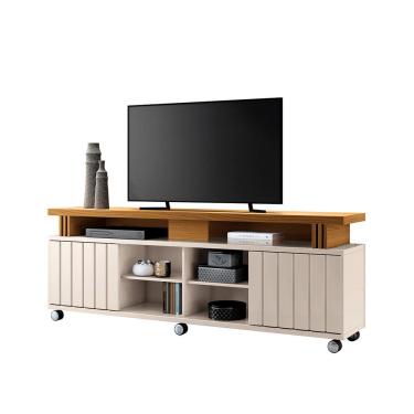 Imagem de Rack para Sala Bancada de TV 70 Pol 180cm Sora 1.8 Off White/Cinamomo H01 - D`Rossi