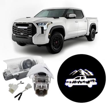 Imagem de 2 peças de luzes LED com logotipo de porta de carro compatíveis com Tundra 2007-2011, 2022-presente, projetor de cortesia a laser, lâmpada de poça, fácil instalação, acessórios para carro (carro