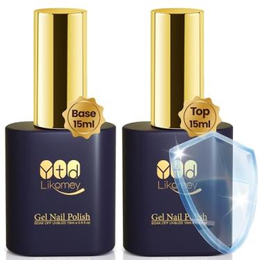 Imagem de YTD Likomey Verniz de unhas de gel Conjunto de Base e Top Coat,2 Pcs 15ml Longa duração Base e Top Coat UV No Wipe Gel