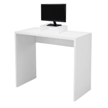 Imagem de Kit Escrivaninha 74x90x45cm + Suporte Base Para Monitor MDF Branco
