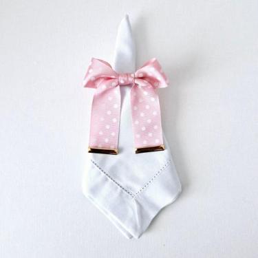 Imagem de Porta Guardanapo Laço Poá com Ponteira - Decor Madame Blue, Rosa