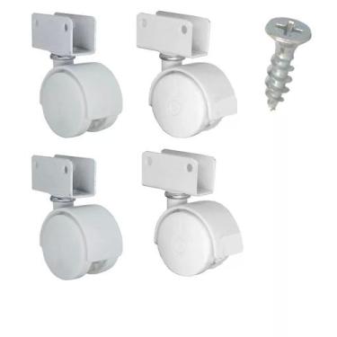 Imagem de 4 Rodízios com parafusos chapa U berços móveis com rodinhas mesa kit 1
