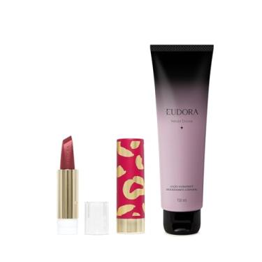Imagem de Combo Loção Corporal Eudora Velvet Divine 150ml + Refil Batom 3,4g + Case Para Batom