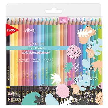 Imagem de Kit Lápis de Cor Vibes Pastel com 25 Cores + 1 Lápis Graduado 6B Tris 607719