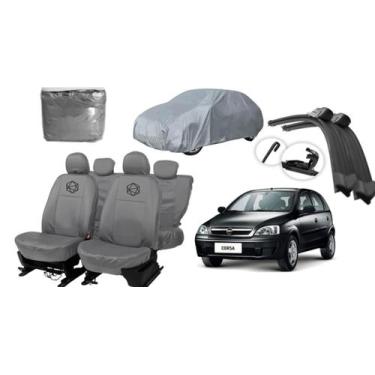 Imagem de Kit capa couro Corsa + capa cobrir + limpador vidro - iron tech