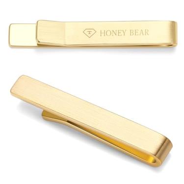 Imagem de HONEY BEAR Barra de prendedor de gravata skinny masculina de 4 cm para presente de casamento de gravata estreita de 4 cm, 4cm, aço inoxidável, Sem Pedra Preciosa