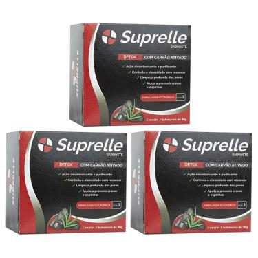 Imagem de Kit 3 und Kit Sabonete Suprelle Carvão Ativado 90g c/3 und