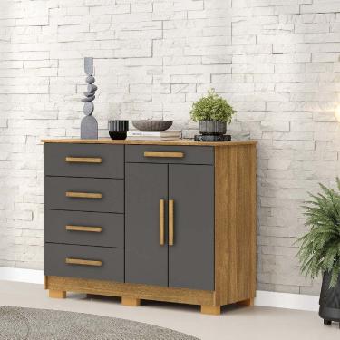 Imagem de Cômoda Sapateira Sirius 5 Gavetas 2 Portas Nature/Alasca - Vila Rica