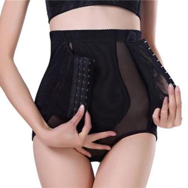 Imagem de Cinta Calcinha Modeladora Aperta Barriga Alta Compressão Flores Preta 