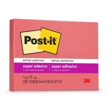 Imagem de Post-it, 3M, Bloco de Notas Adesivas, Goiaba, 76 mm x 102 mm, 90 folhas