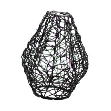 Imagem de Baoblaze Arte em ferro abajur lâmpada guarda rústico pendurado luz gaiola pingente lâmpada sombra luminária para fazenda, quarto, Preto