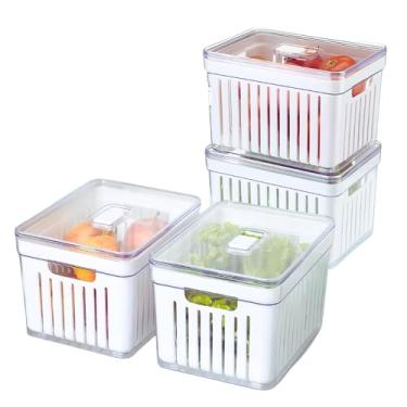 Imagem de Kit 4 Organizadores Geladeira Armário Cozinha 3,8 Litros Alimentos Vegetais Caixa Plástica para Legumes, Saladas (3,8 LITROS)