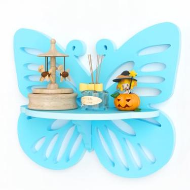 Imagem de Prateleira flutuante para berçário em forma de borboleta, pequena prateleira decorativa montada na parede, lindo suporte de parede para quarto de criança, prateleira de parede suspensa para brinquedos
