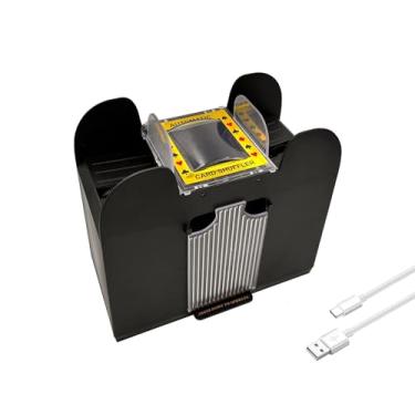 Imagem de Triplgoat Baralhador automático de cartas de 6 baralhos, elétrico, resistente, alimentado por USB-C/bateria, embaralhador rápido e silencioso para pôquer, jogos de cassino (suporta todas as cartas