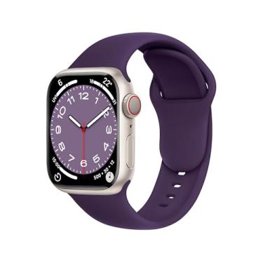 Imagem de DONEGANI Pulseira esportiva feminina C1D Ultra 2 de 49 mm, série 10 de 46 mm, 9 8 7 45 mm e 41 mm, SE 6, 5, 4, 44 mm e 40 mm, 3 2 1 42 mm 38 mm iWatch, pulseira de silicone roxa imperial